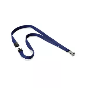 Текстильный шнурок Durable SOFT COLOUR — midnight blue, длина 44 см, ширина 15 мм, для держателя бейджа, металл и ткань