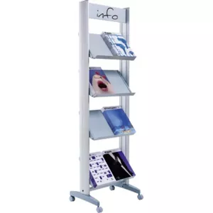 Paperflow Brochure Stand 50 x 167.8 x 38.5 cm (W x H x D), aluminum, 8 pockets