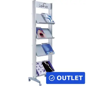 Paperflow Brochure Stand 50 x 167.8 x 38.5 cm (W x H x D), aluminum, 8 pockets