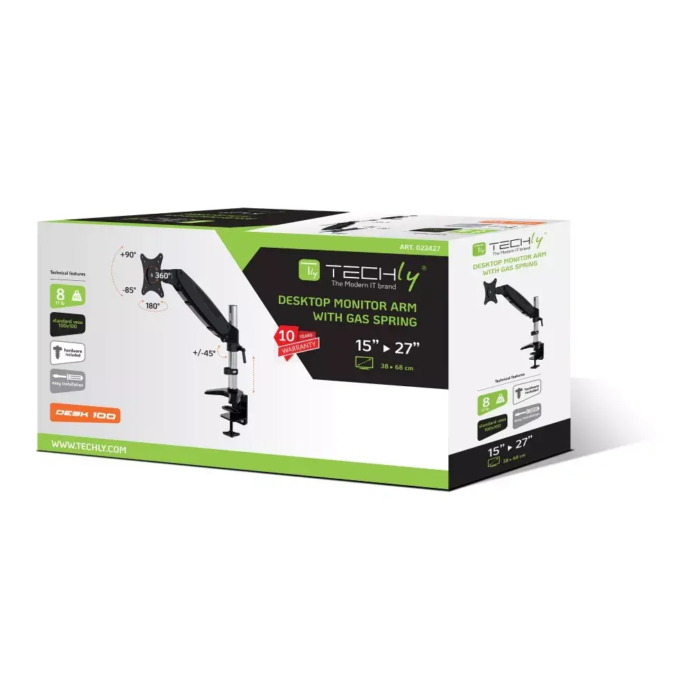 Desk Tubular Gas Spring Monitor Mount Techly ICA-LCD 111-BK Photo 2