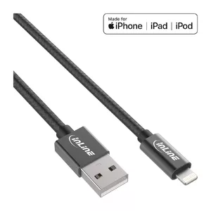 Кабель Lightning USB InLine 31411B 1м для iPad iPhone iPod черный/алюминий