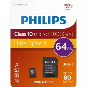 Philips FM64MP45B/10 zibatmiņa 64 GB MicroSDHC UHS-I Klases 10