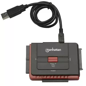 USB-A to SATA/IDE Adapter Cable 3-in-1, MANHATTAN 1.5 m, USB 2.0 480 Mbps, male-to-male, 12V output, black