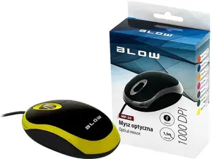 Vadu optiskā pele BLOW MP-20 USB, dzeltena — kompakts USB savienojums