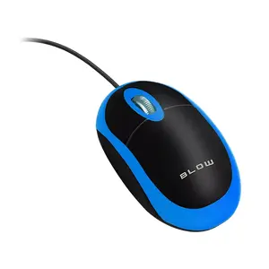 Vadu biroja ambidekstrālā optiskā pele BLOW MP-20 — USB Type-A, 1000 DPI, 2 pogas, ritināšanas ritenītis, melna/zila
