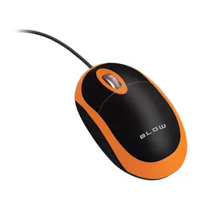 Vada mišpule ambidekstrai biroja BLOW MP-20 — optiska 1000 DPI, USB Type-A, 2 pogas, ritenītis, melna/oranža