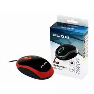 Optiskā pele BLOW MP-20 USB sarkanā — vadu USB optiskā pele, kompakta