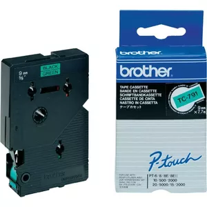 Labeling Tape Brother TC791 9mm Black on Green