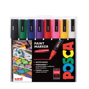 Paint marker set uni-ball POSCA PC-5M 8pc assorted colours, medium tip, water-based pigment