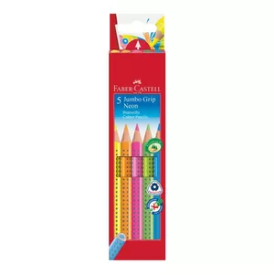 Faber-Castell Jumbo GRIP Zils, Zaļš, Oranžs, Rozā, Dzeltens 5 pcs