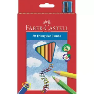 Faber-Castell Jumbo coloured pencils set, 30 pcs, red pack, multi writing colours