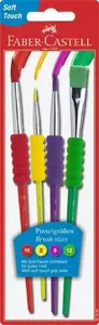 Brush set Faber-Castell Pinsel 4-piece Soft Grip BK — artist brushes, 4 pieces