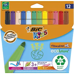 Flomāsteri BIC 8922231 — daudzkrāsu komplekts 12 gab., apaļais gals, 1.5 mm