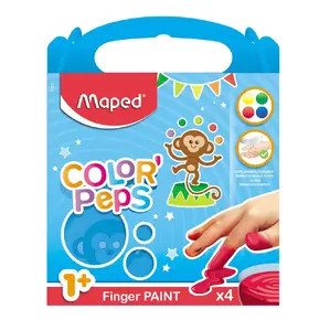 Pirkstu krāsu komplekts Maped M812510 — mazgājamas, 4 krāsas (zils, zaļš, sarkans, dzeltens)