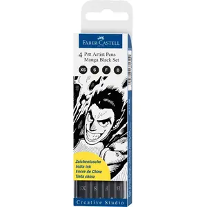 Fineliner pens Faber-Castell 167132 — pigment-based black ink, pack of 4