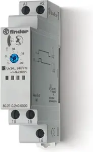 Finder 80.21.0.240.0000 laika relejs, 24-240V AC/DC, 16A, 1 pārslēdzējkontakts
