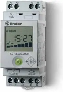 Finder 11.91.8.230.0000 krēslas slēdzis 35 mm DIN sliedei, 2-150 lx, 230V, 1 pārslēdzējkontakts