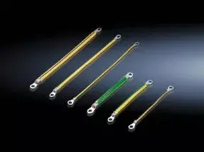 Grounding hardware Rittal 2566.000, earthing strap M8–M8, cross-section 25 mm², length 170 mm, yellow