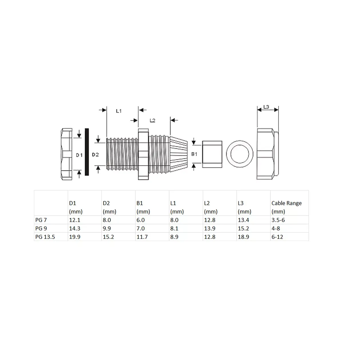 Kabeļu ievads InLine 44012B neilons IP68 Ø6–12 mm Photo 7