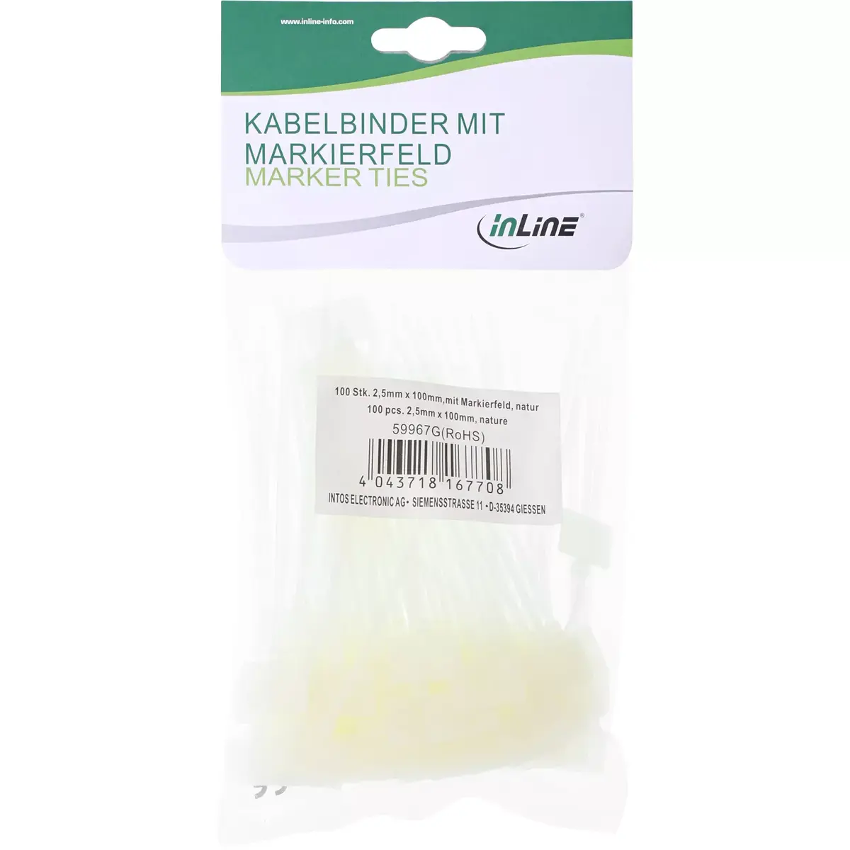 InLine kabeļu saites 200x2,5 mm ar marķēšanas lauku, 100 gab. Photo 3