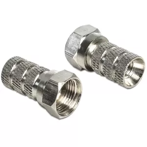 Savienotājs F DELOCK 65615, metāla F spraudnis koaksiālajam kabelim Ø 5,0–5,2 mm, sudrabots, 1 gab.