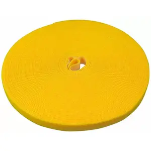 Kabeļu lente Label the Cable PRO 1240 velūra pašlīmējoša ar cilpiņu, dzeltena, 25 m