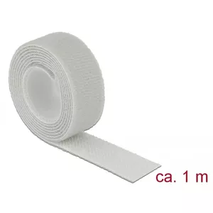 Aizdares lente (hook/loop) DELOCK 18278 — pelēka, 20 mm × 1 m, 1 gab.