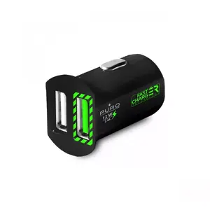 Автомобильное зарядное устройство PURO FCMCH2USB24SCBLK, 2.4А, черный и зеленый