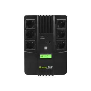 Nepārtraukta barošanas ierīce Green Cell AiO 800VA LCD, Line-Interactive, 0.8 kVA/480 W, 6x Type F, LCD, 9 Ah akumulators