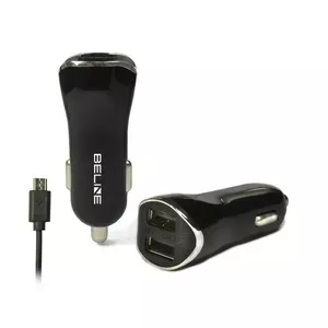 Auto lādētājs 2xUSB + microUSB 2.1A melns