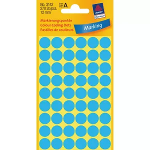 Avery Zweckform colour coding dots – blue paper circle labels, Ø 1.2 cm, 270 pcs (5 sheets, 54 labels/sheet)