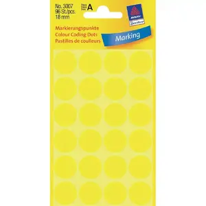 Sticker dots Avery Zweckform 3007 — yellow paper circles 1.8 cm, 96 labels (4 sheets)