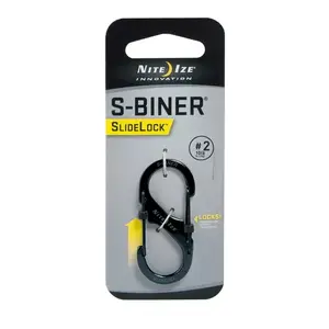 Карабин S-Biner SlideLock №2 от NITEIZE — двусторонний фиксируемый зажим из нержавеющей стали, малый