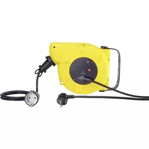 Катушка с кабелем Renkforce RF-3349118 9 м черная с утопленным угловым штекером с заземлением