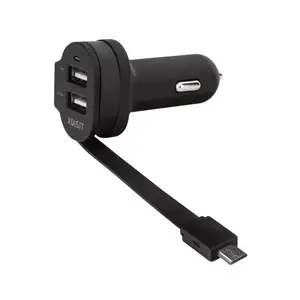 Автомобильное зарядное Xqisit 20425 для смартфона и планшета, 2x USB 2.0, чёрное, питание от прикуривателя