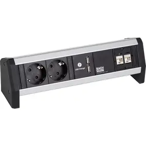 Удлинитель питания Bachmann DESK 1 2м 2 AC розетки Черный Серебристый