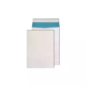 Folding shipping bag MAILmedia B4 with thread reinforcement, white/blue, 140 g/m², 40 mm fold