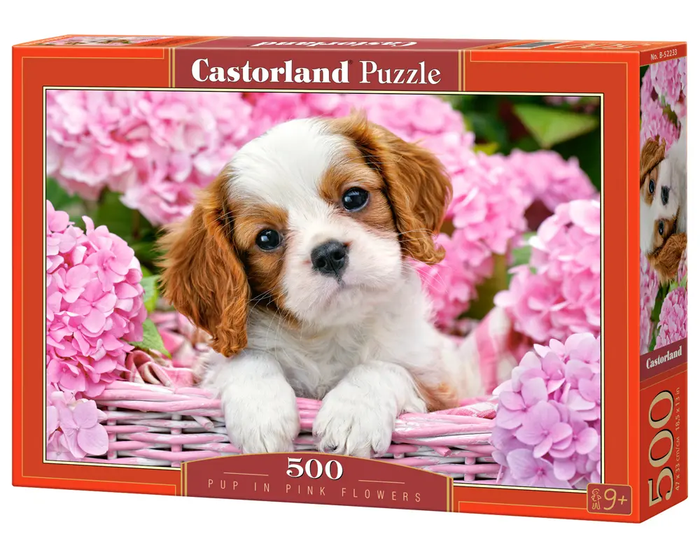 Castorland Puzle Kucēns rozā ziedos 500