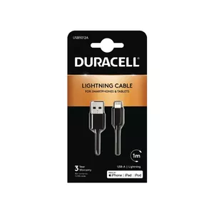 Duracell USB5012A lightning kabelis 1 m Melns