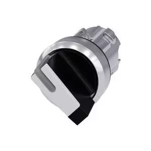 Siemens SIRIUS ACT 3SU1052-2BF60-0AA0 Selector Switch, 2-Position, Metal Front Ring, High-Gloss Black/White