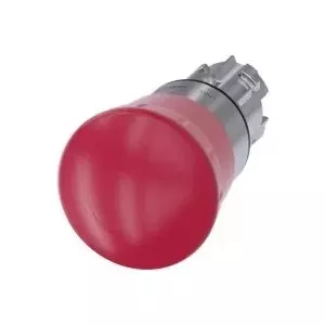 Siemens SIRIUS ACT 3SU1050-1HB20-0AA0 Emergency Stop Mushroom Pushbutton, Metal Front Ring, Red, Turn-to-Release