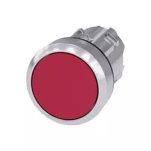 Siemens SIRIUS ACT 3SU1050-0AB20-0AA0 Pushbutton Actuator, Flat, Red, Metal Front Ring