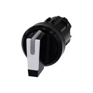 Siemens SIRIUS ACT 3SU1002-2BL60-0AA0 Rotary Switch, 22mm, 3 Positions, Plastic, Black/White
