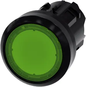 Siemens Izgaismota spiedpoga 22mm apaļa plastmasa zaļa plakana ar pašatgriešanos 3SU1001-0AB40-0AA0