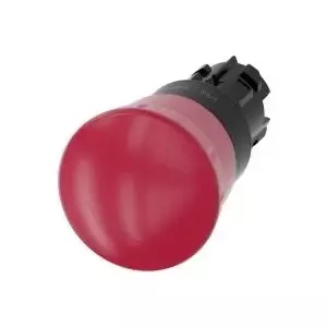 Siemens SIRIUS ACT 3SU1000-1HB20-0AA0 Emergency Stop Mushroom Pushbutton, Red, Plastic Front Ring, Rotate-to-Release