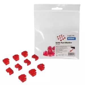 LogiLink MP0043 RJ45 Port Blocker Set, 10 Pieces, Red