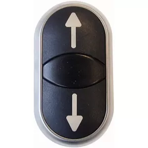 Eaton M22-DDL-S-X7/X7 Double Push-Button Panel, Black and Chrome