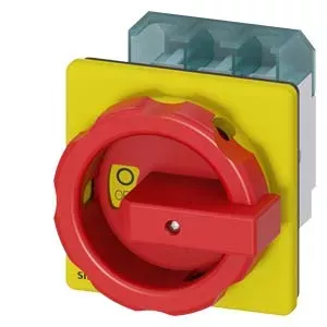 Трехполюсный выключатель нагрузки Siemens 3LD2504-0TK53, 63А, 690В, красно-желтая рукоятка