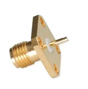 Connector socket Telegärtner SMA panel mount with flange Z29, gold, pack of 5