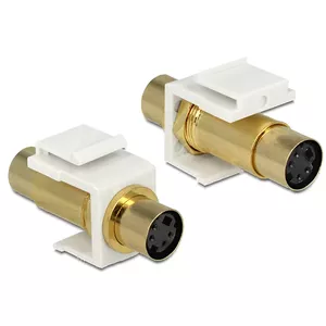 Keystone module DELOCK 86338 — Mini-DIN 4 to Mini-DIN 4, white, 22×40×15 mm